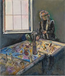 Clifton Pugh painting in the studio Clifton Pugh painting in the studio