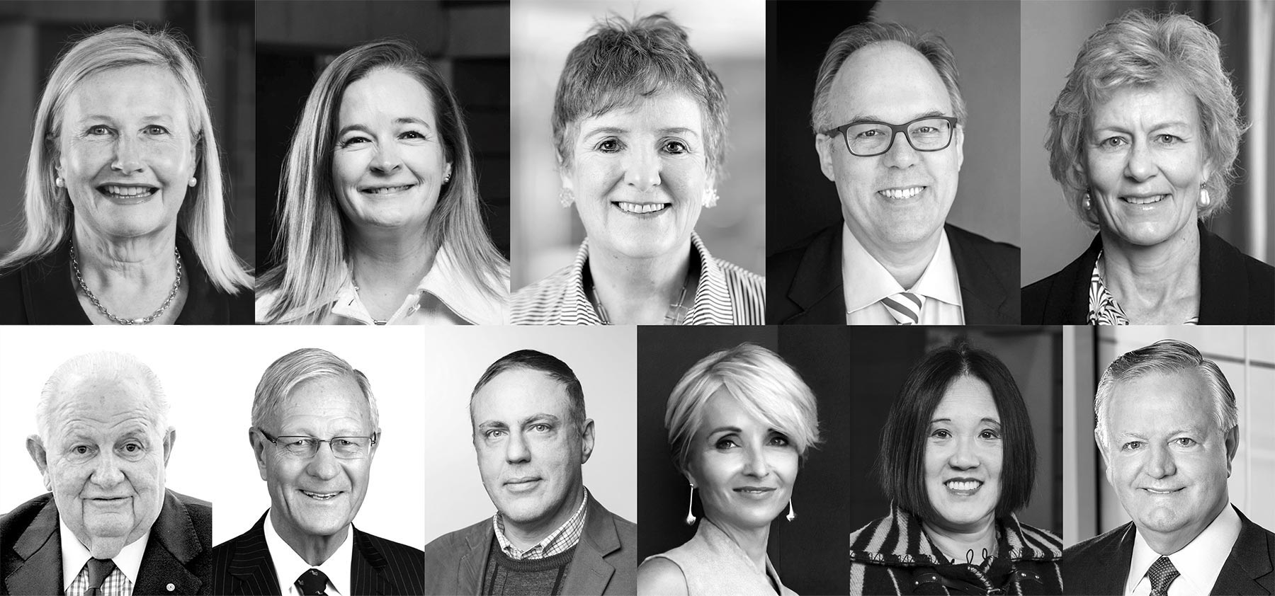 Chair Elizabeth Dibbs, Deputy Chair Hayley Baillie, Susan Armitage, Tim Bednall, Jillian Broadbent AC, Patrick Corrigan AM, Tim Fairfax AC, John Liangis, Sam Meers AO, Elizabeth Pakchung and Nigel Satterley AM.