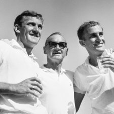 Tony Roche, Harry Hopman and John Newcombe Tony Roche, Harry Hopman and John Newcombe