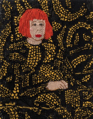 Feminist Fan #29 (Yayoi Kusama, Yayoi Kusama in Yellow Tree Furniture Room at Aich Triennale, Nagoya Japan, 2010) 2016
 by Kate Just