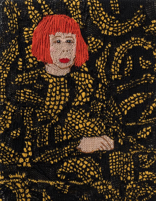 Feminist Fan #29 (Yayoi Kusama, Yayoi Kusama in Yellow Tree Furniture Room at Aich Triennale, Nagoya Japan, 2010) 2016
 by Kate Just