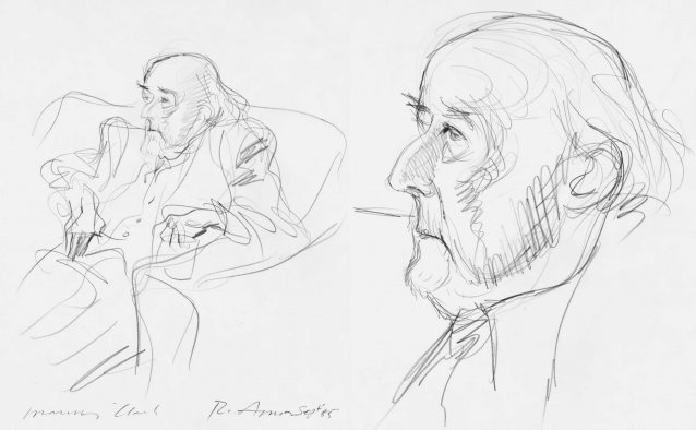 Two portraits of Manning Clark (seated recto), (head, verso)
