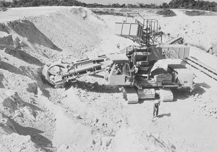 Phosphate mining and loading, 1973 Phosphate mining and loading, 1973