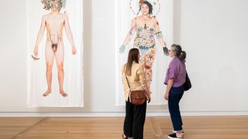 Latai Taumoepeau and Justin Shoulder, 2014, printed, augmented 2023 from the series No Human Being Is Illegal (in all our glory) 2014–18 Deborah Kelly Latai Taumoepeau and Justin Shoulder, 2014, printed, augmented 2023 from the series No Human Being Is Illegal (in all our glory) 2014–18 Deborah Kelly