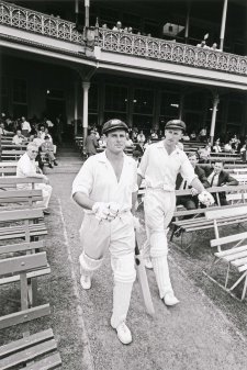 Norman O'Neill and Bill Lawry coming out to bat for Australia vs South Africa at the Sydney Cricket Ground Norman O'Neill and Bill Lawry coming out to bat for Australia vs South Africa at the Sydney Cricket Ground