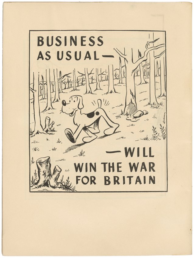 Internal page of &lsquo;Business as Usual&rsquo; from Snifter's war effort: proceeds to purchase ambulance for the A.I.F. 1946