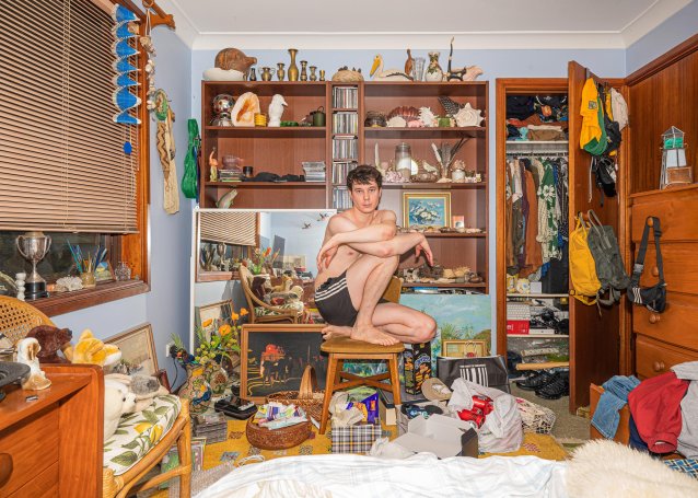 Self portrait collecting dust, 2025