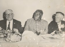 Dr HV Evatt, Albert Namatjira and Dame Mary Gilmore having a meal Dr HV Evatt, Albert Namatjira and Dame Mary Gilmore having a meal