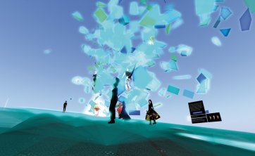 Artists and guests at the
doppelgnger exhibition
launch on Portrait Island