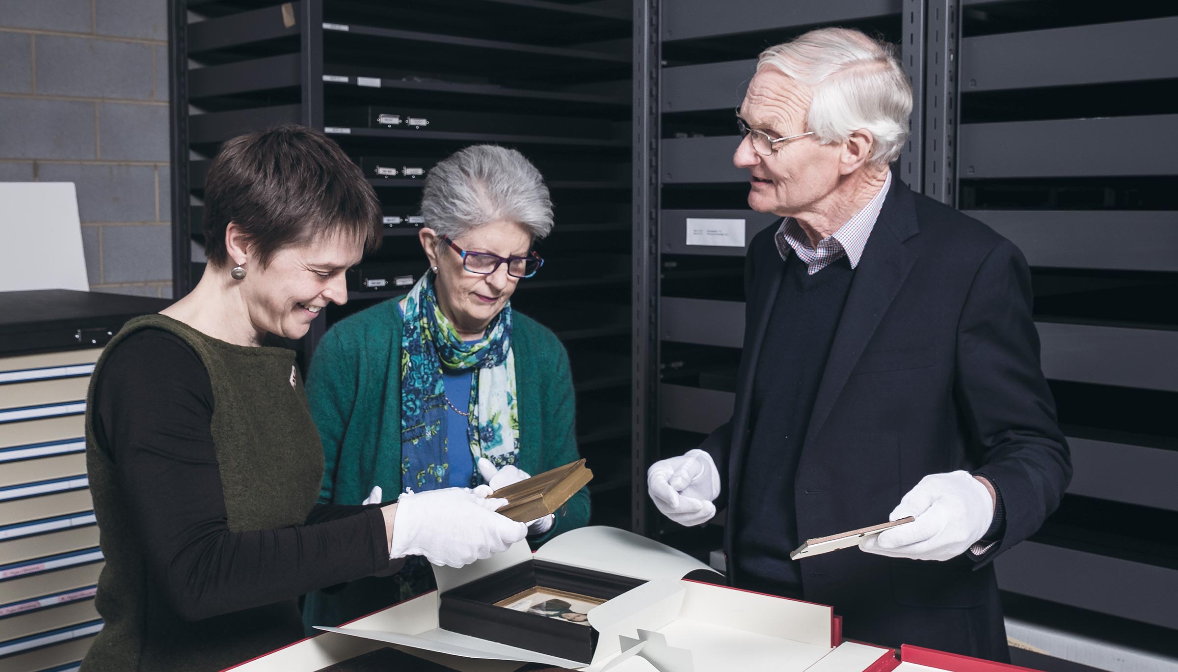 Curator, Joanna Gilmour with donors Peronelle and Jim Windeyer.