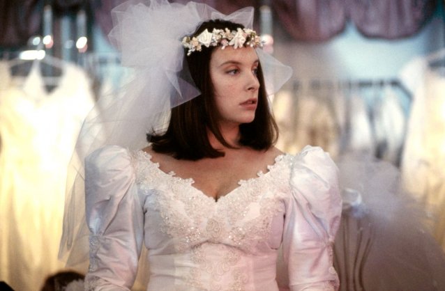 Toni Collette as Muriel trying on a wedding dress by Robert McFarlane, Muriel&rsquo;s Wedding, 1994