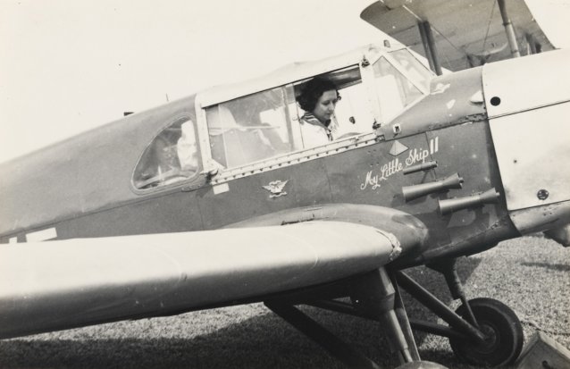Mrs Bonney flying from Australia to South Africa via Siam. Singapore 1937 (in her aeroplane, &rdquo;My Little Ship II&rdquo;), 1937